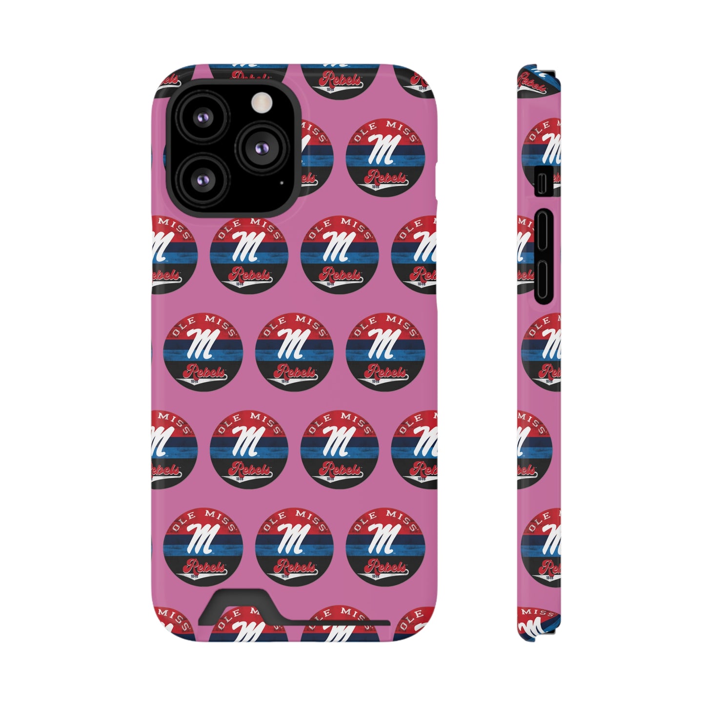 iPhone and Samsung Ole Miss "M" Rebels 1848 (PINK) Phone Case With Card Holder