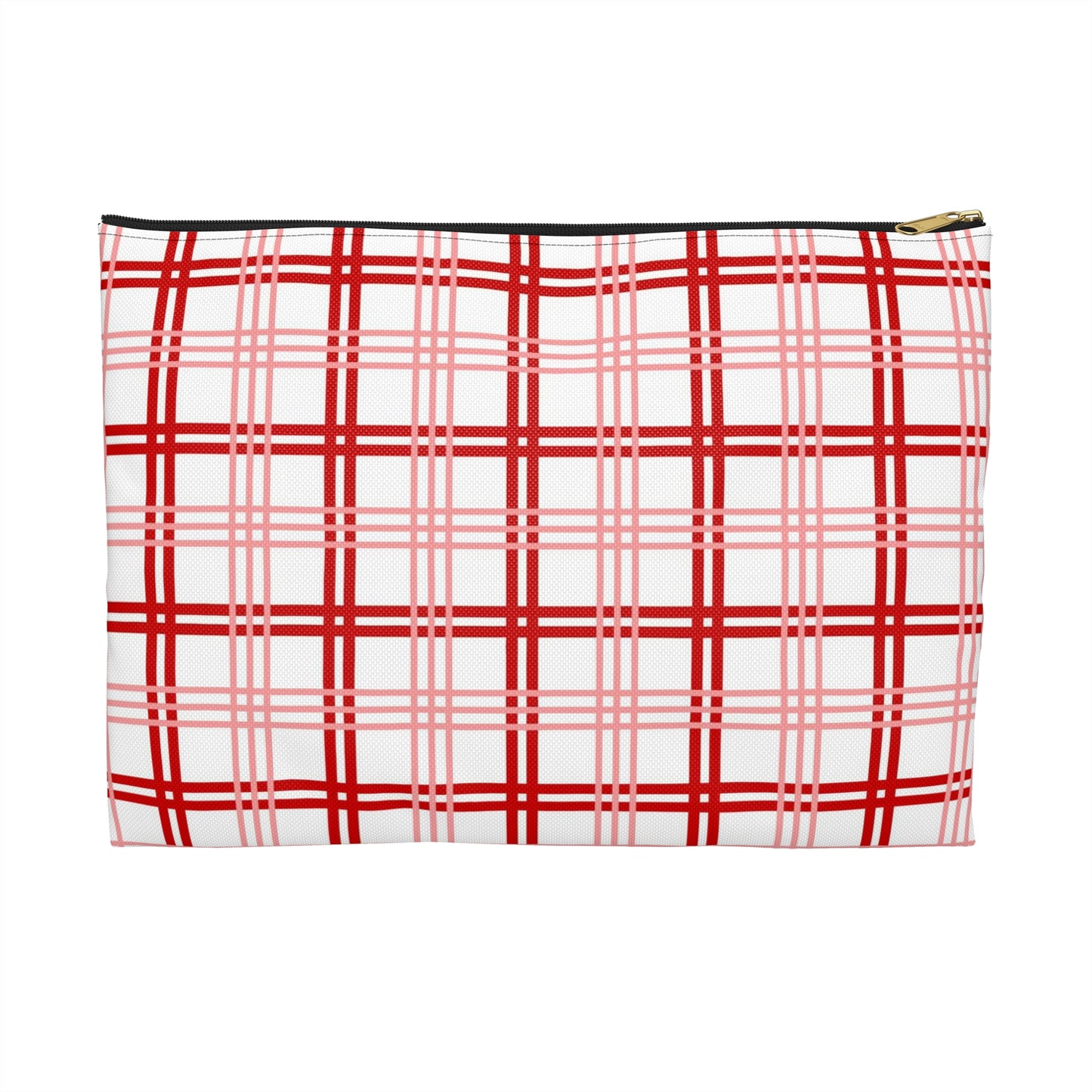 Red and Pink Plaid Accessory Pouch