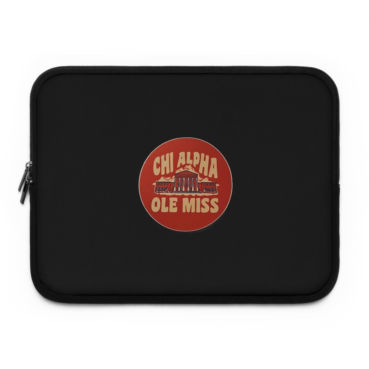 Ole Miss Chi Alpha (Round - Black) Laptop Sleeve