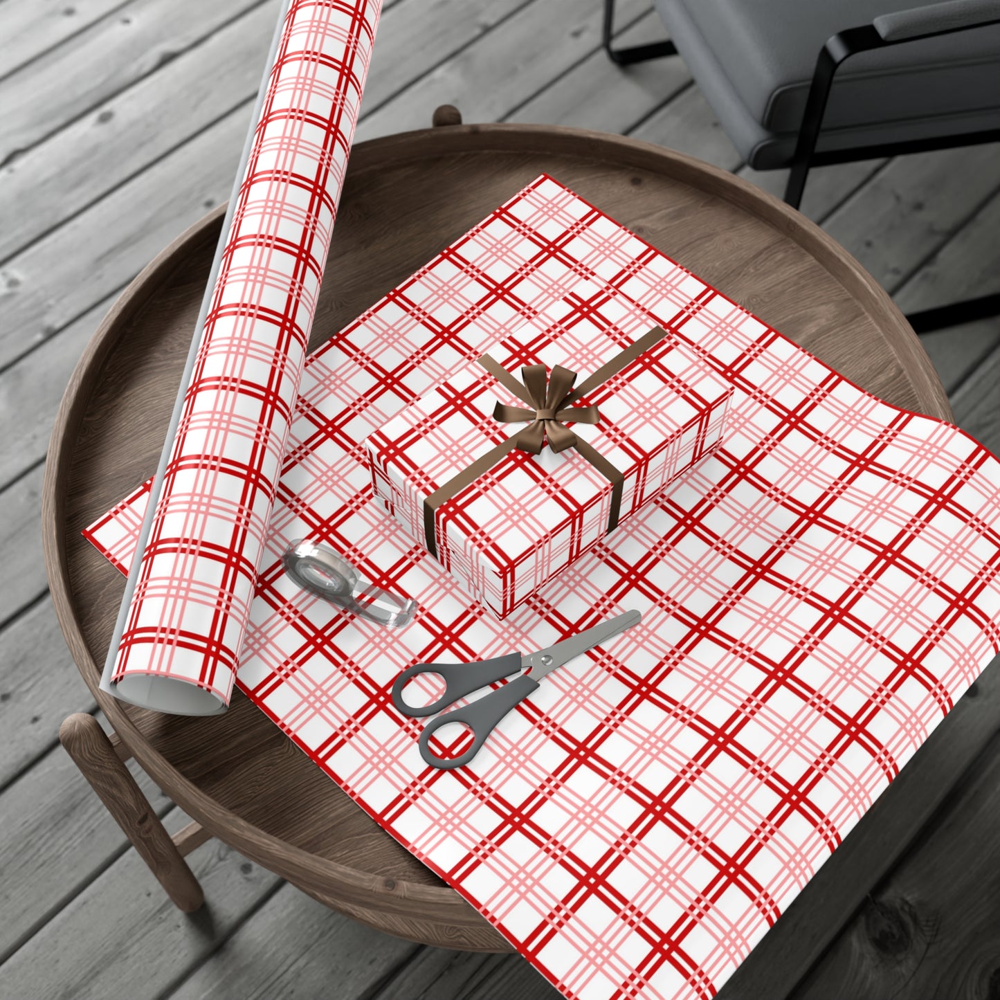 Red Pink Plaid Gift Wrap Papers