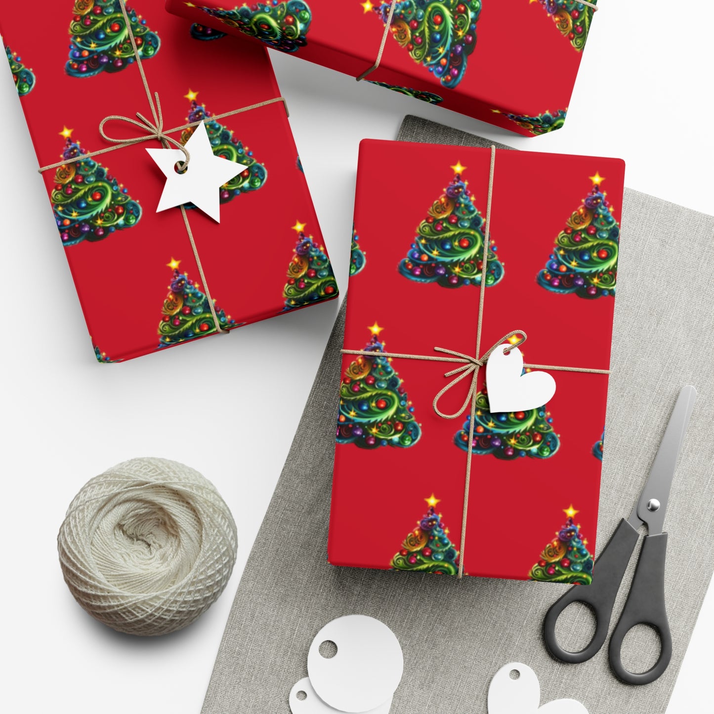 Swirly Christmas Tree Gift Wrap Papers