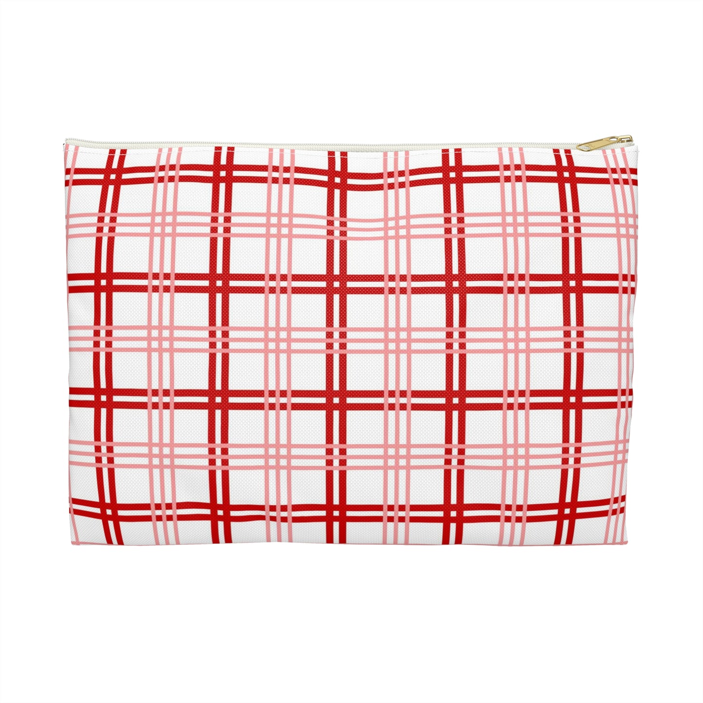 Red and Pink Plaid Accessory Pouch