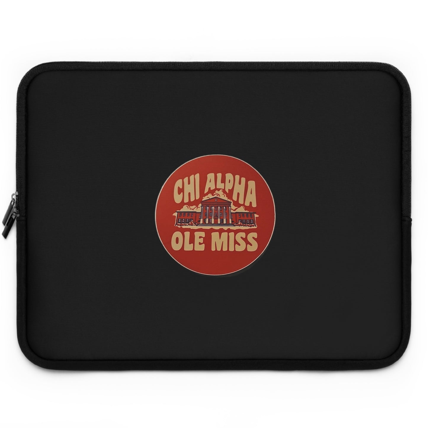 Ole Miss Chi Alpha (Round - Black) Laptop Sleeve