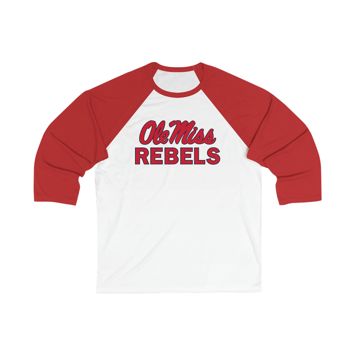 Ole Miss Rebels Unisex 3\4 Sleeve Baseball Tee