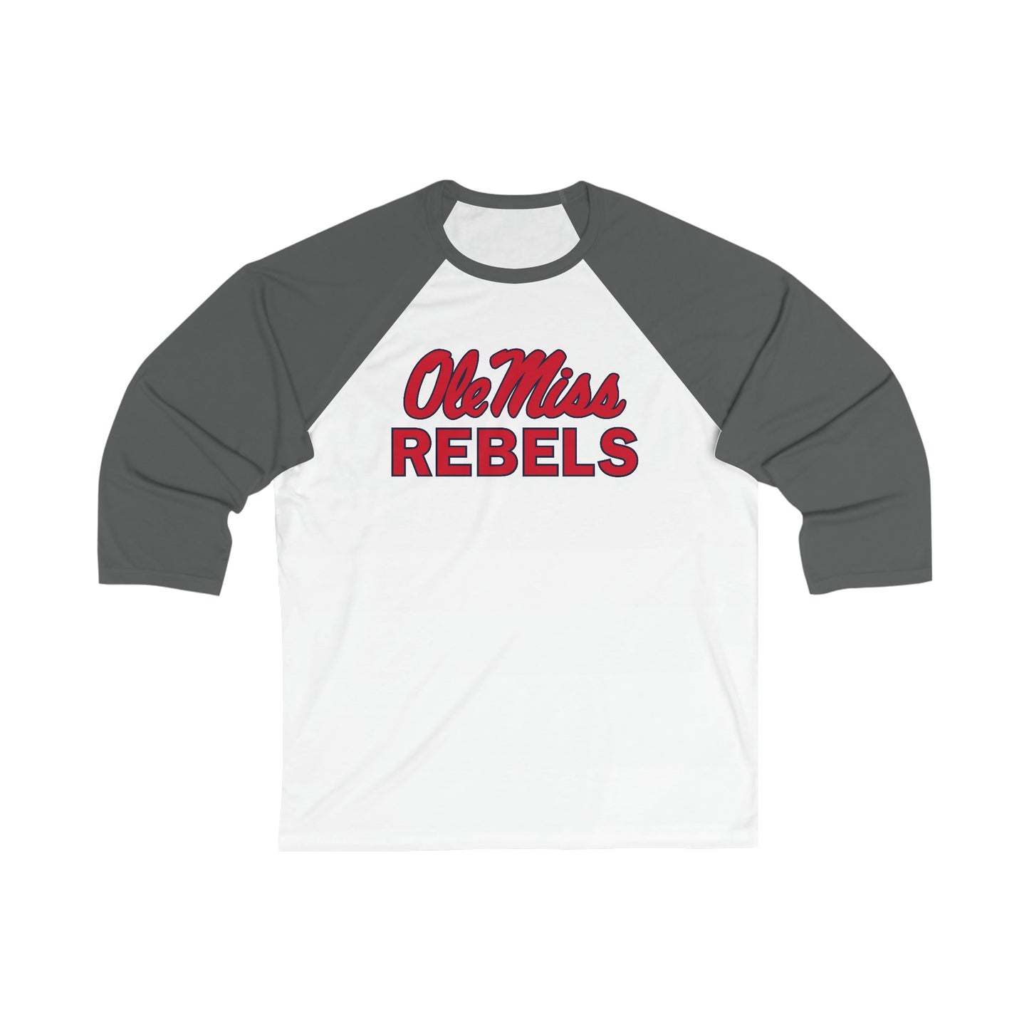 Ole Miss Rebels Unisex 3\4 Sleeve Baseball Tee