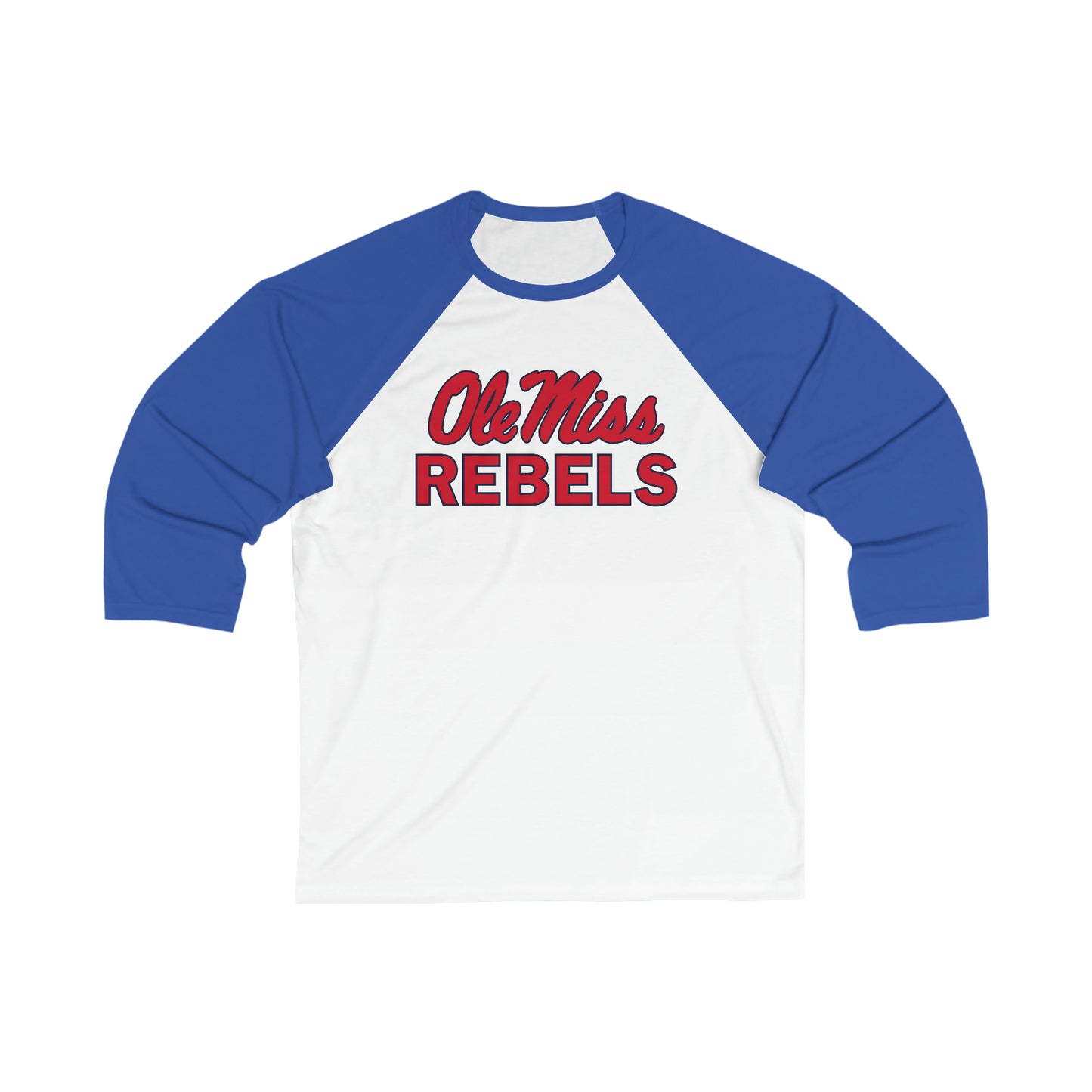 Ole Miss Rebels Unisex 3\4 Sleeve Baseball Tee