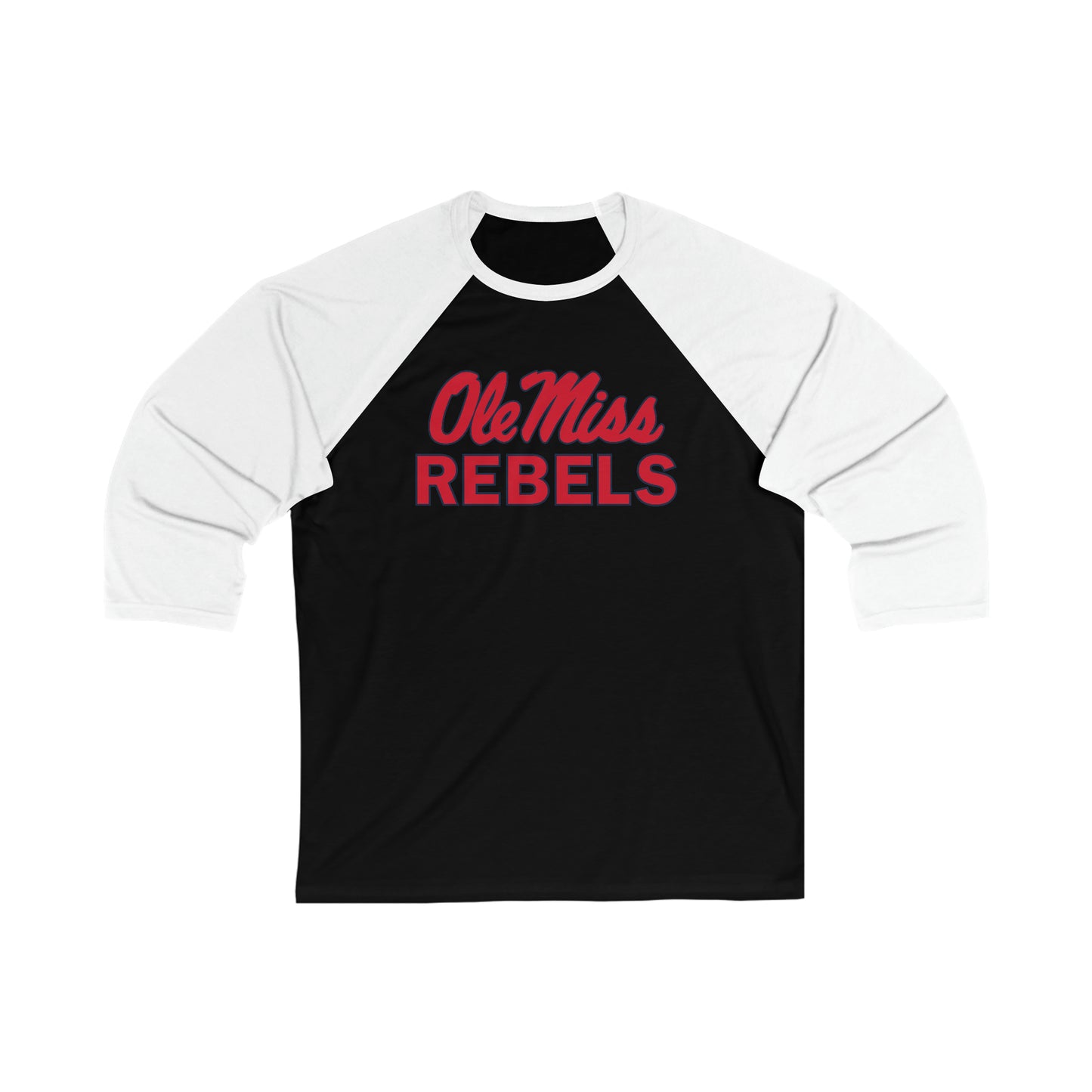Ole Miss Rebels Unisex 3\4 Sleeve Baseball Tee
