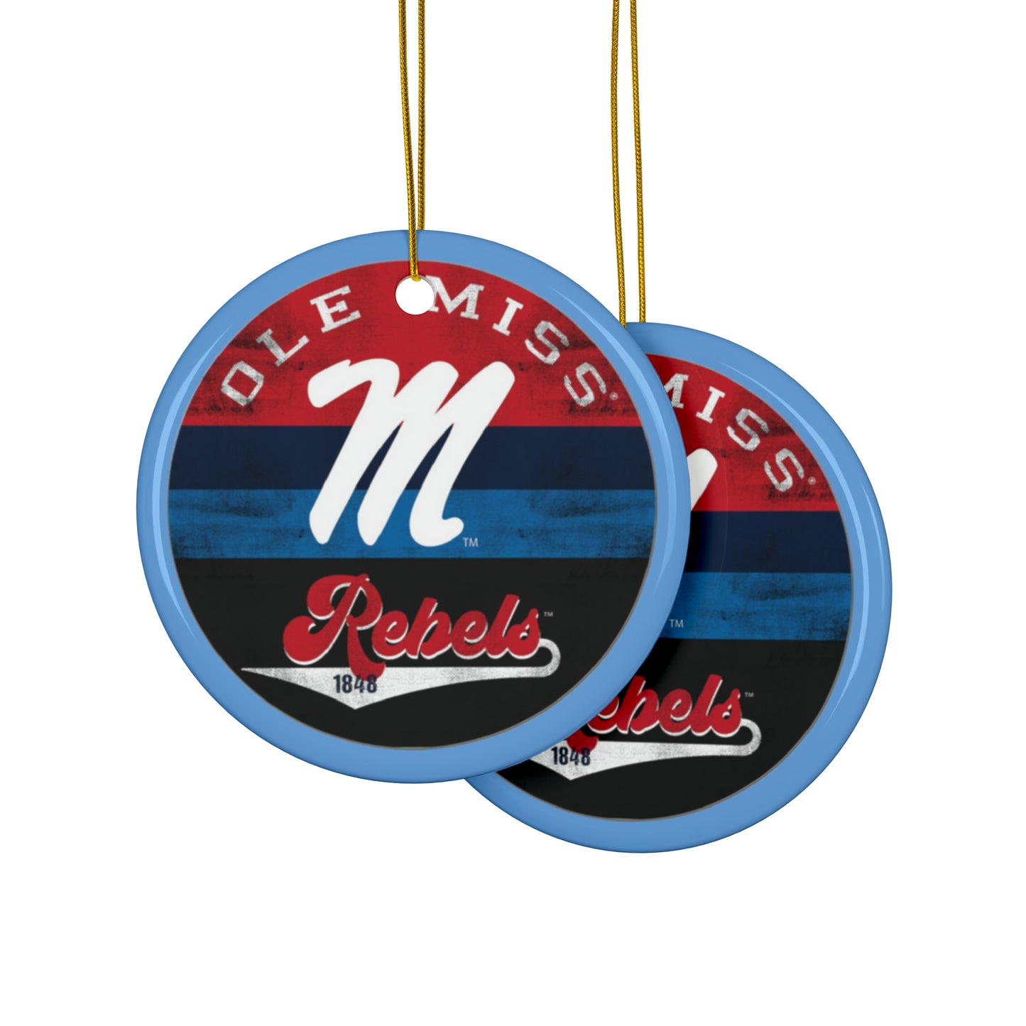 Ole Miss M Ceramic Ornaments (1pc, 3pcs, 5pcs, 10pcs) Blue