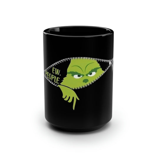 Grinch Ew People Black Mug, 15oz