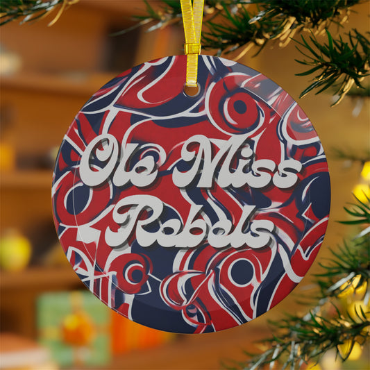 Ole Miss Rebels Glass Ornament (Abstract)