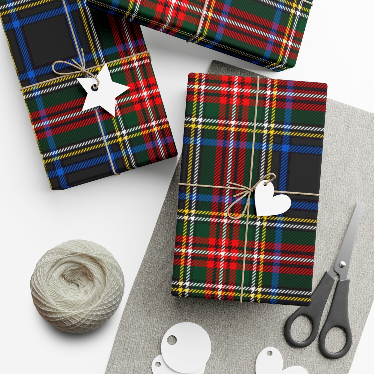 Red, Blue, Green Plaid Gift Wrap Papers