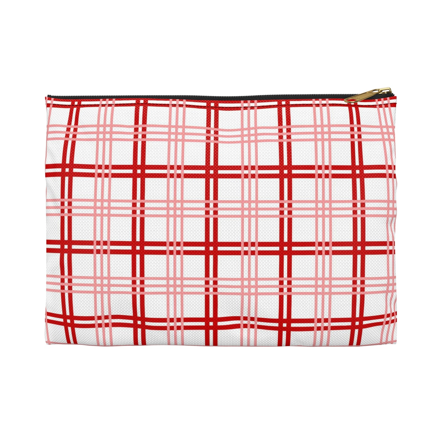 Red and Pink Plaid Accessory Pouch