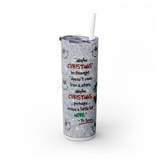 Grinch Skinny Tumbler with Straw, 20oz