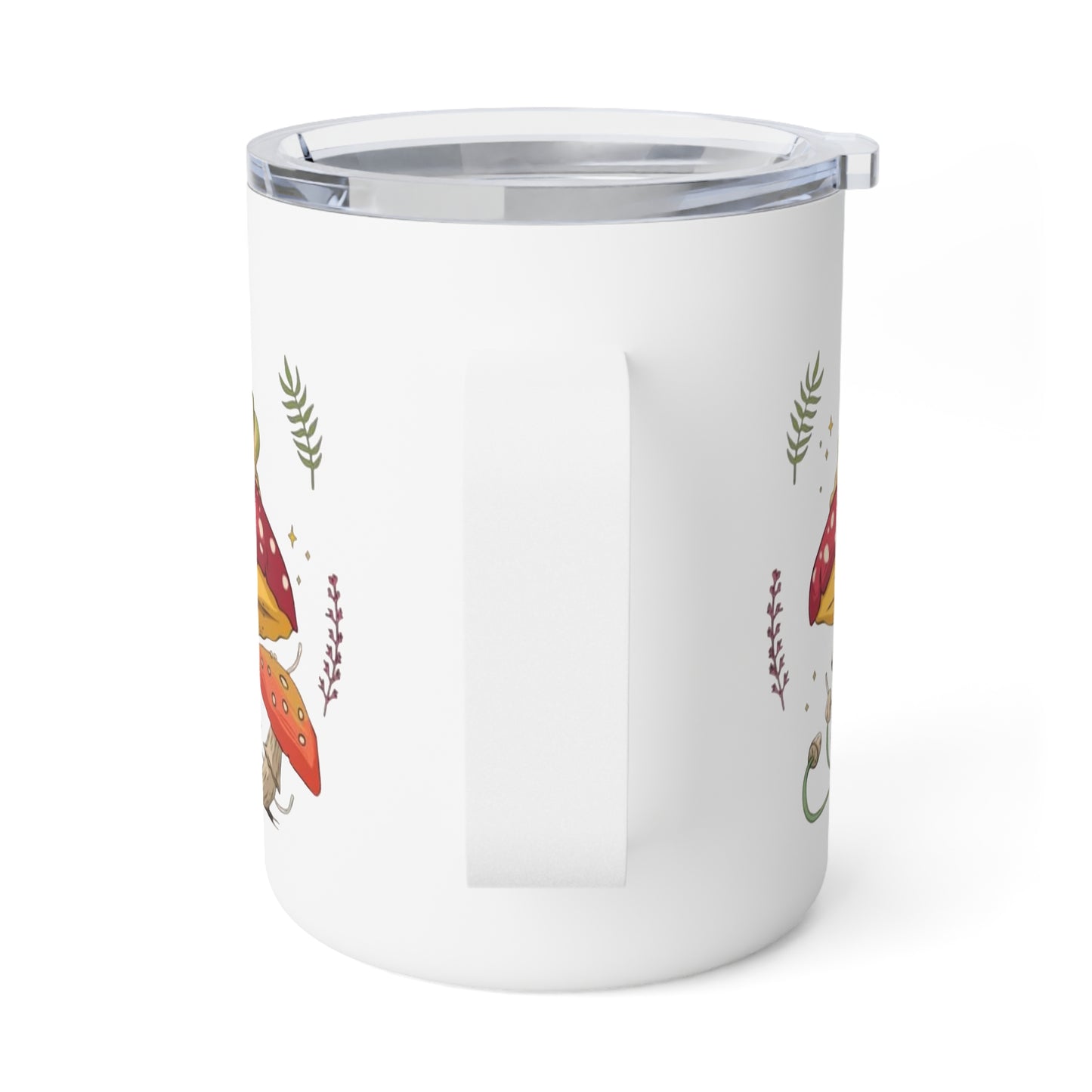 Frog Sitting On Mushroom Insulated Coffee Mug, 10oz