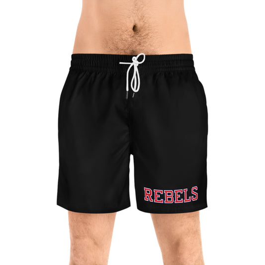 REBELS Men's Mid-Length Swim Shorts (AOP) Black