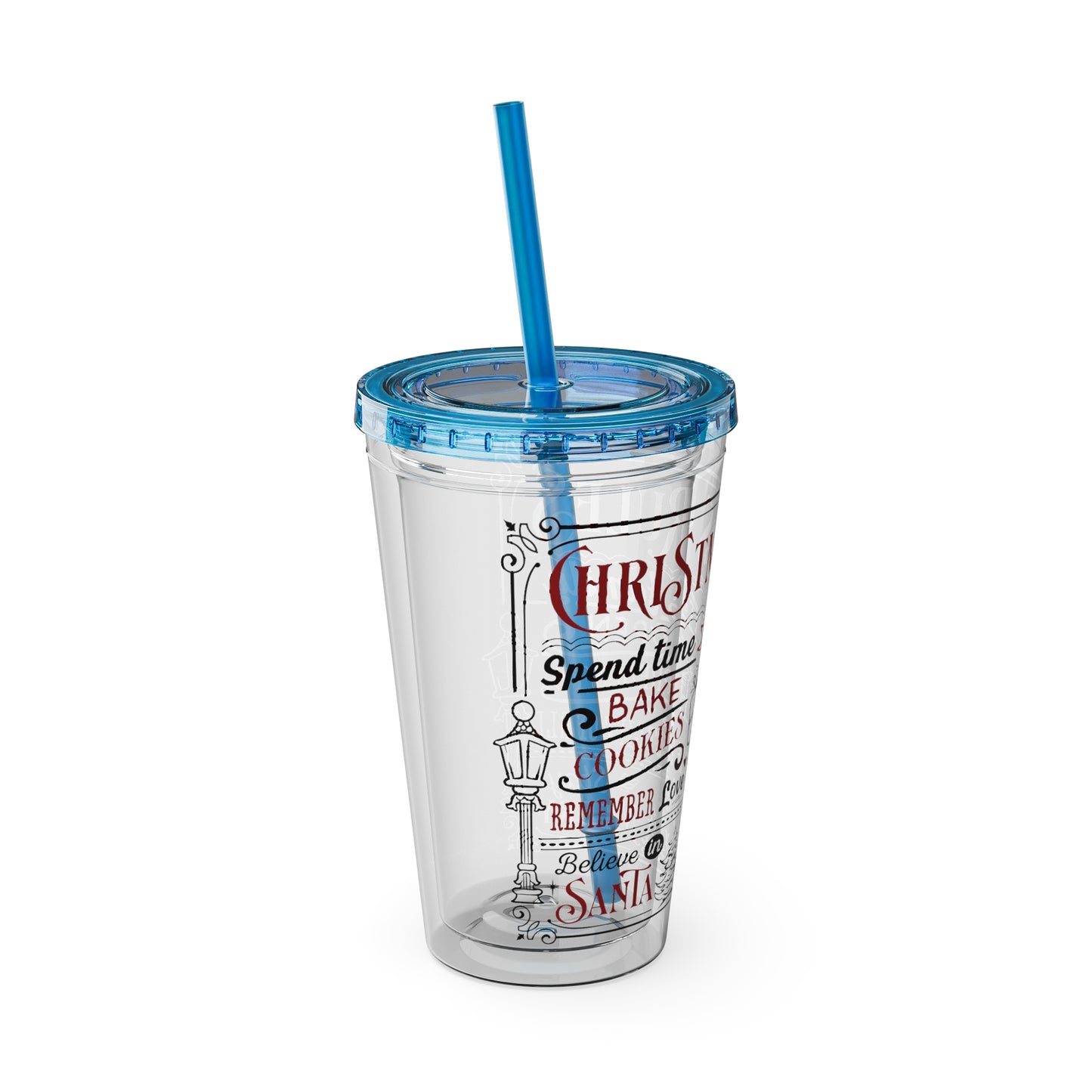 Christmas Rules Sunsplash Tumbler with Straw, 16oz