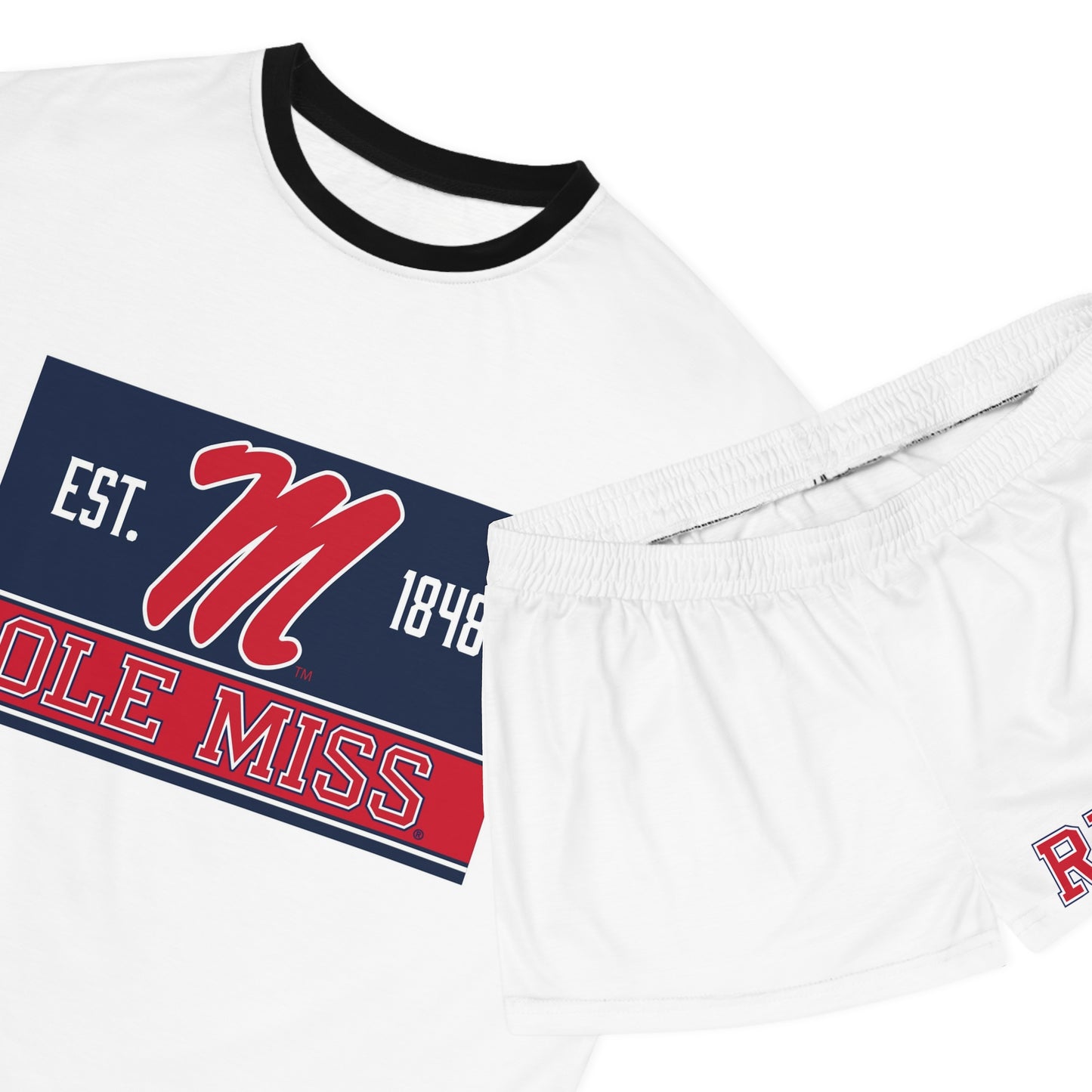 Ole Miss Rebels Women's Short Pajama Set (AOP) White