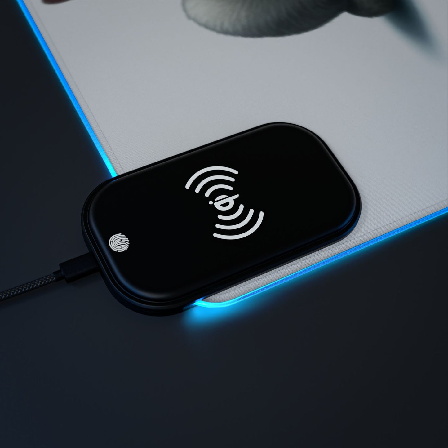 Wireless LED Gaming Mouse Pad — George the Cat Design with Qi Charger