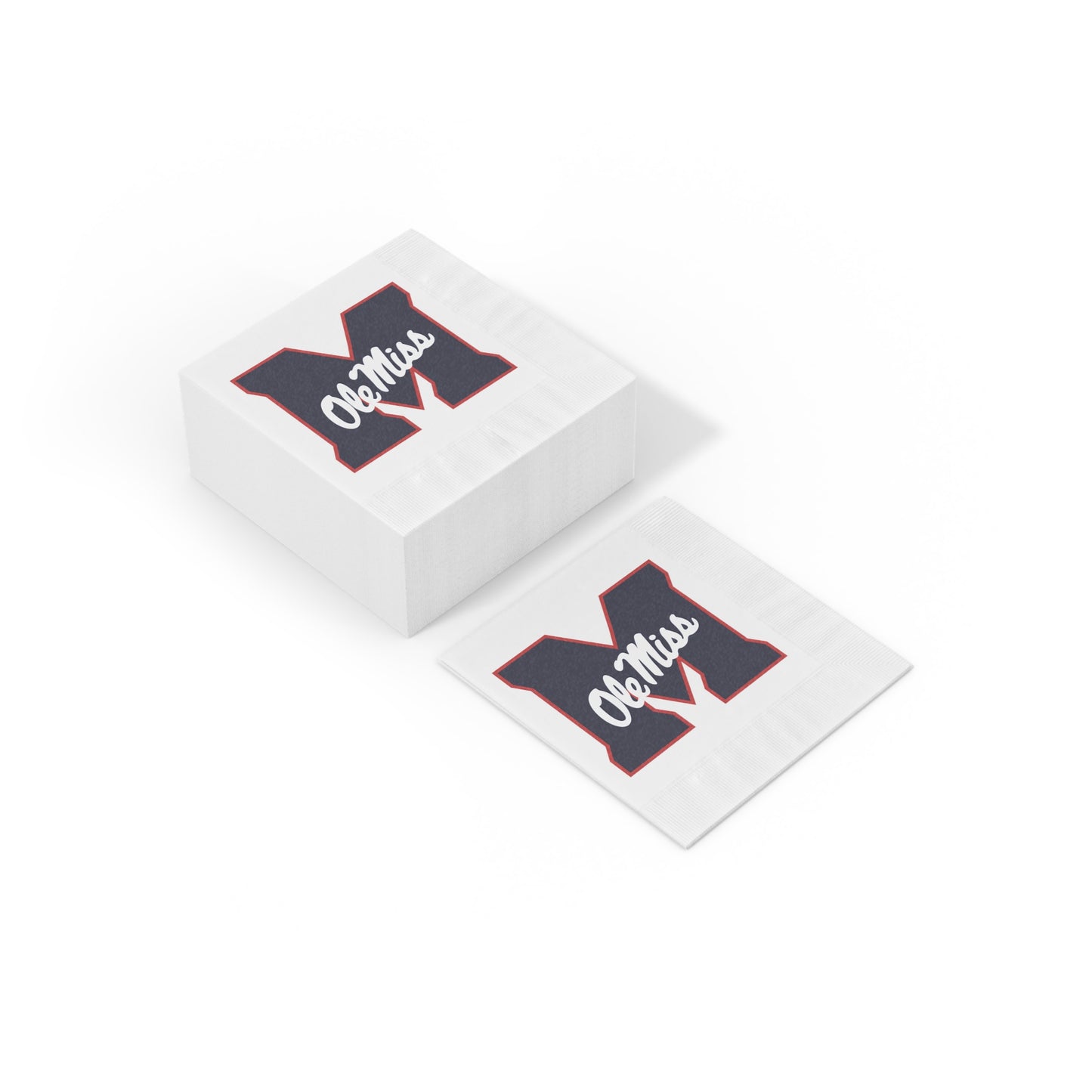 M Ole Miss White Coined Napkins