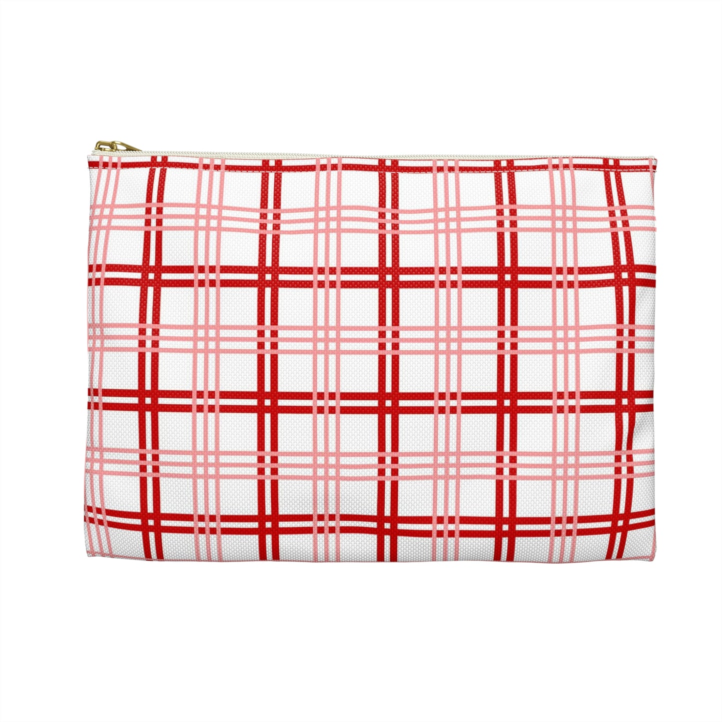 Red and Pink Plaid Accessory Pouch