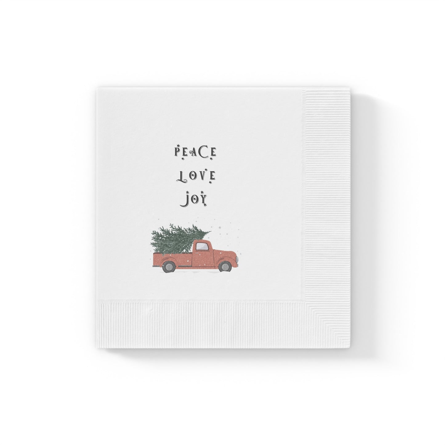 Peace Love Joy White Coined Napkins