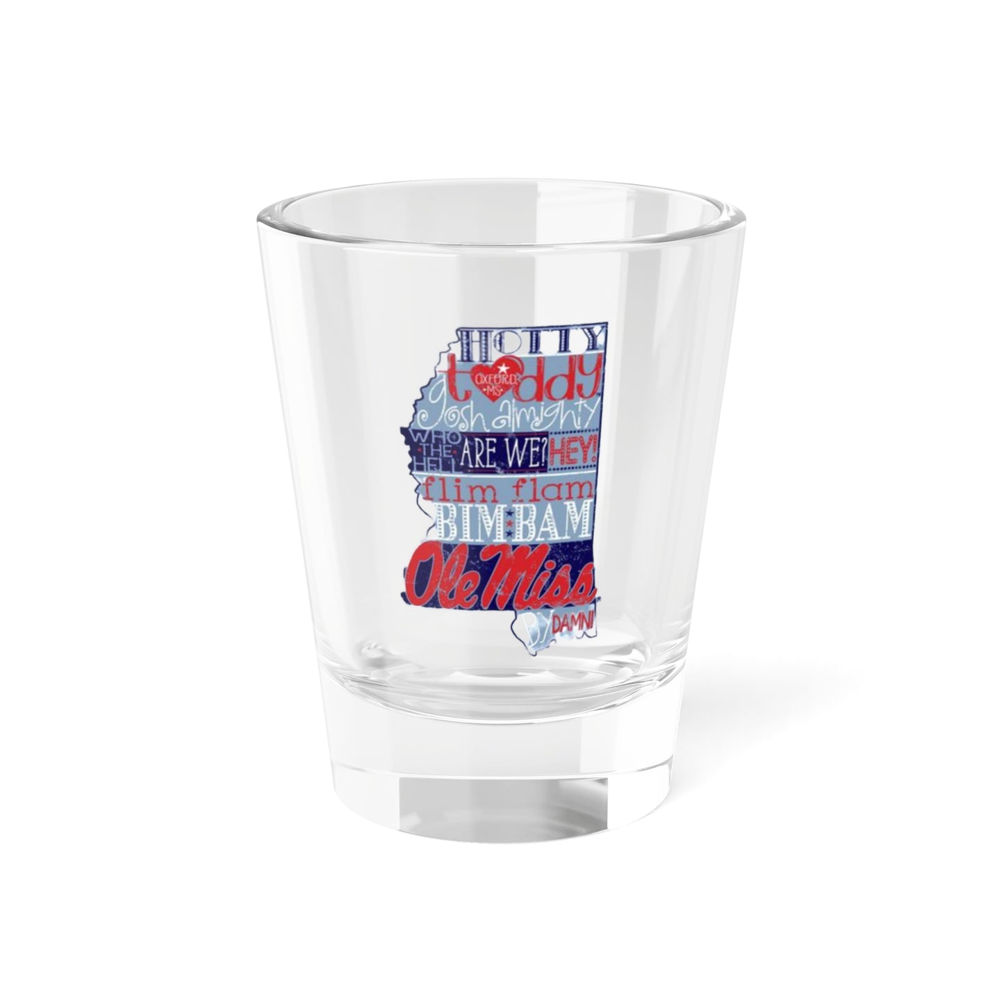 Hotty Toddy Ole Miss State Outline Shot Glass, 1.5oz