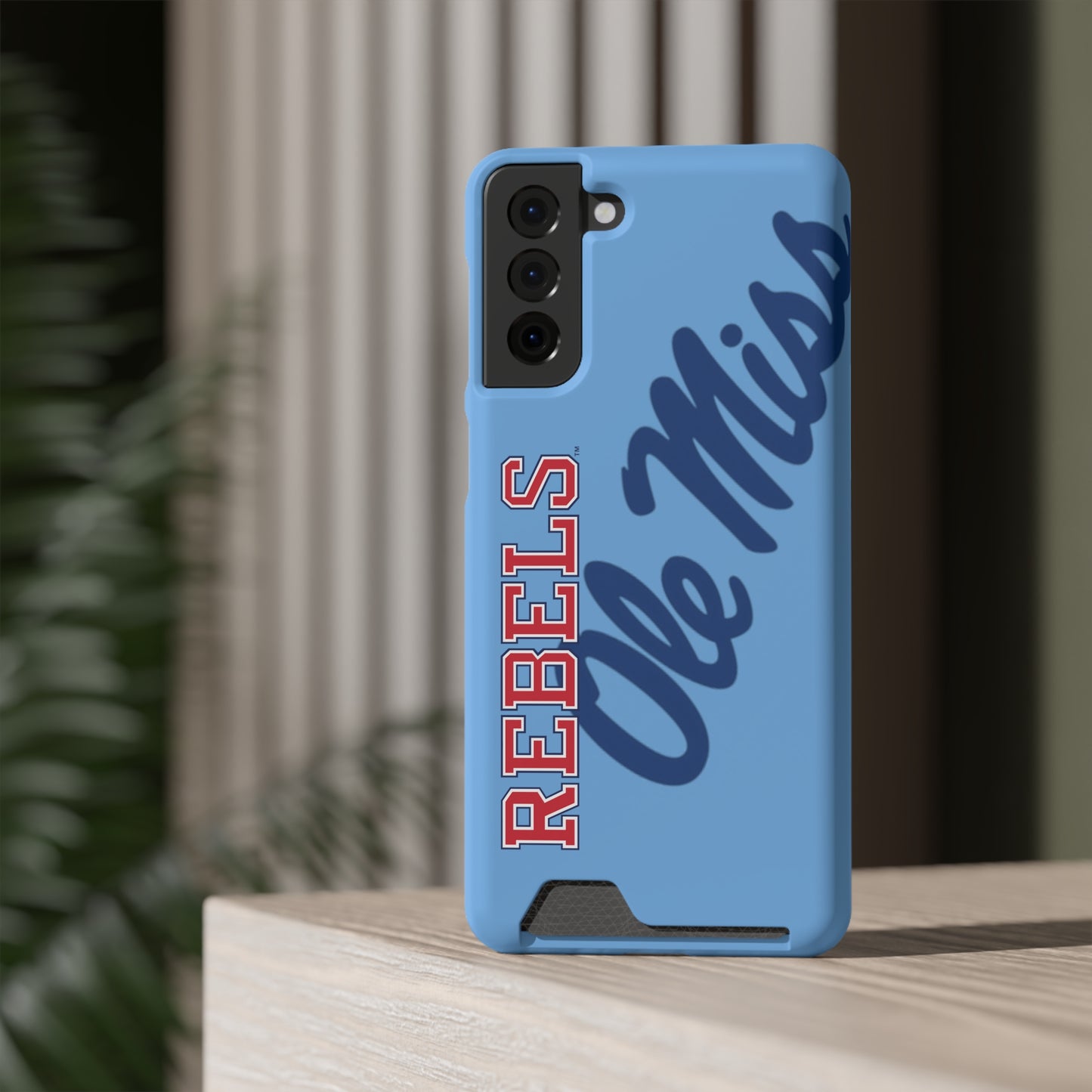 Ole Miss Rebels Samsung Phone Case With Card Holder (BLUE )