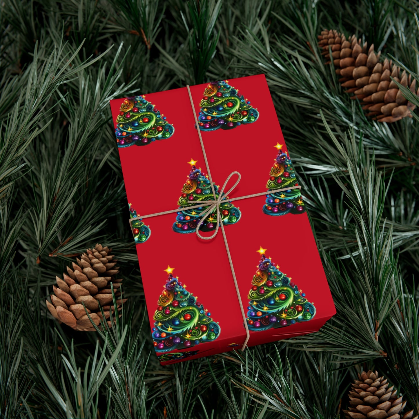 Swirly Christmas Tree Gift Wrap Papers