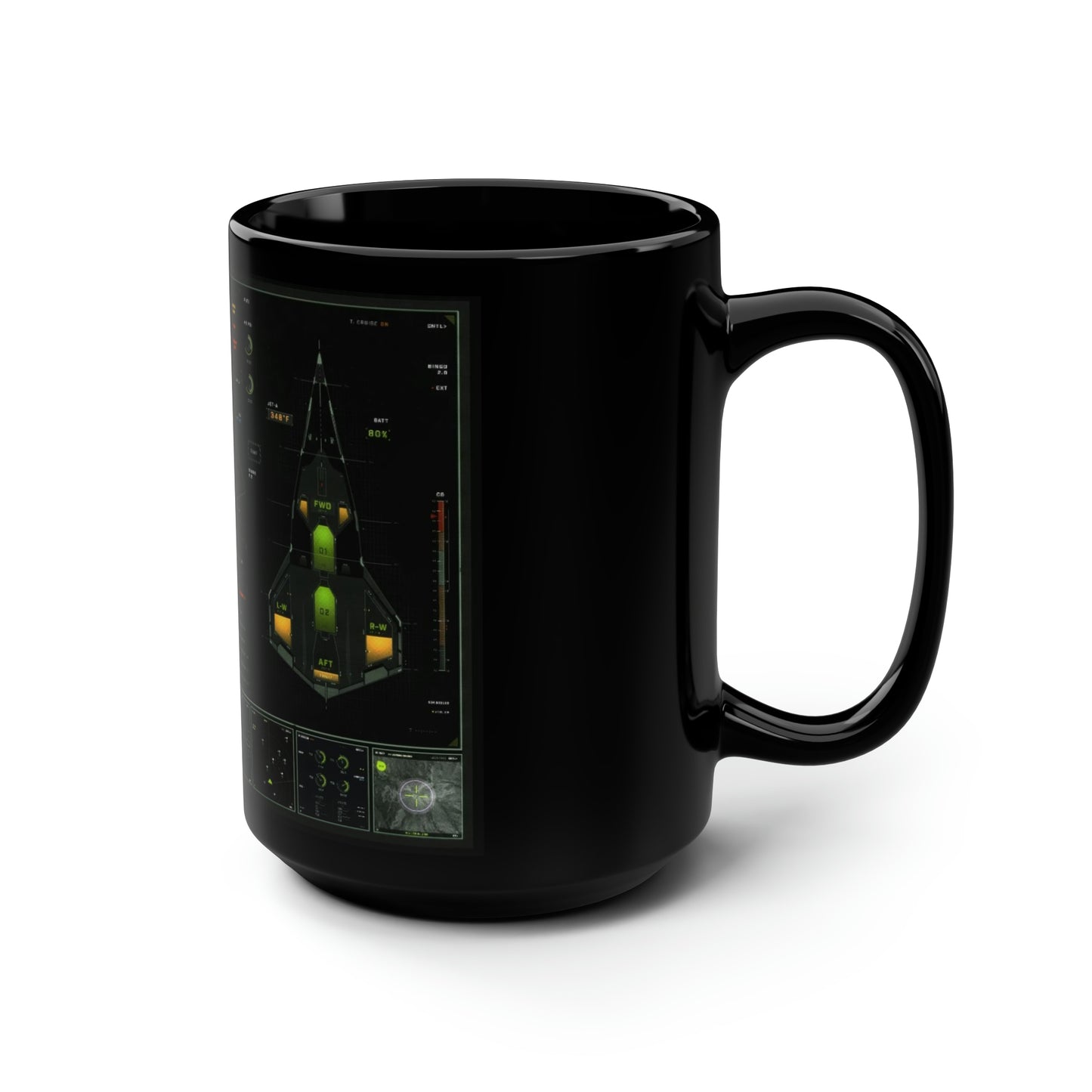 Darkstar Display 2 Black Mug, 15oz