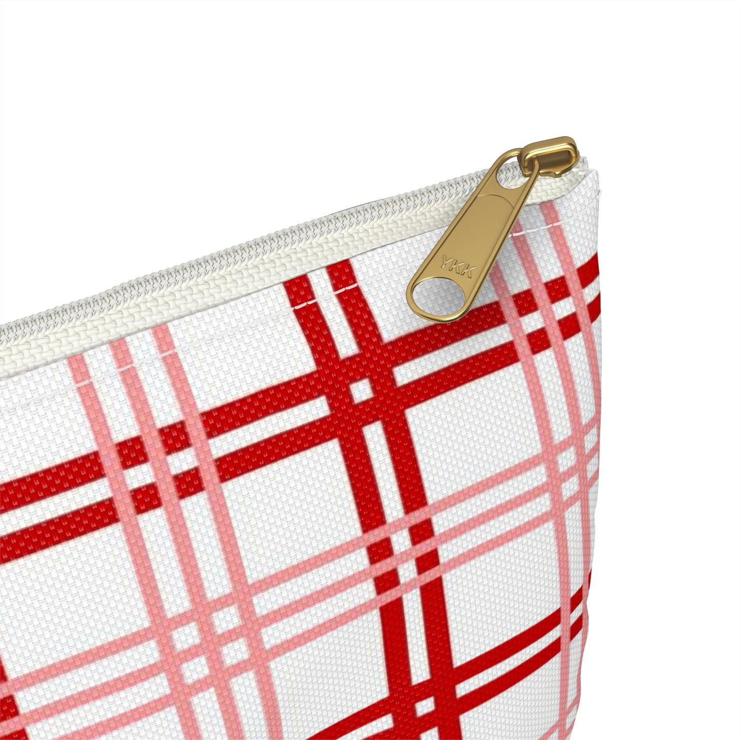 Red and Pink Plaid Accessory Pouch