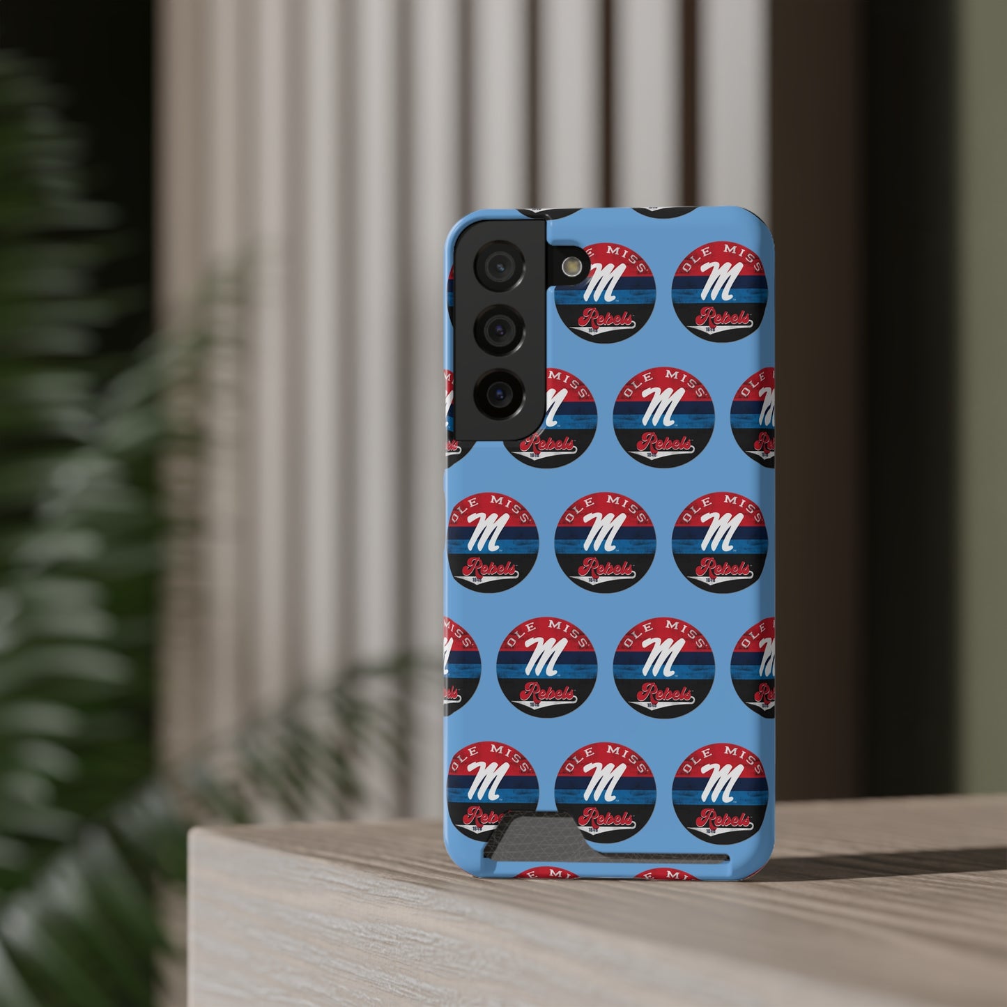 iPhone and Samsung Ole Miss "M" Rebels 1848 (BLUE) Phone Case With Card Holder