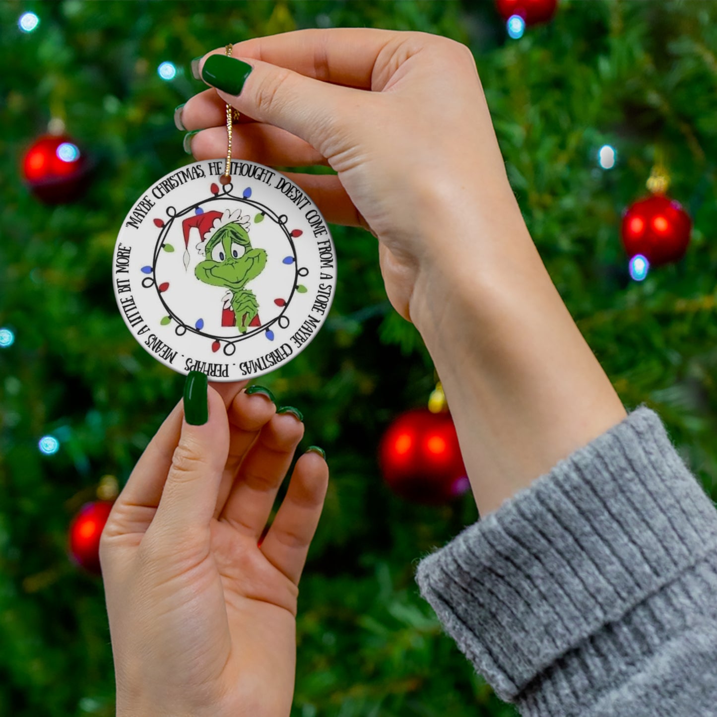 Grinch Ceramic Ornament, 4 Shapes