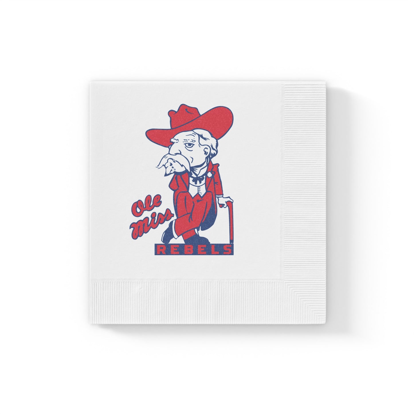Ole Miss Rebels White Coined Napkins