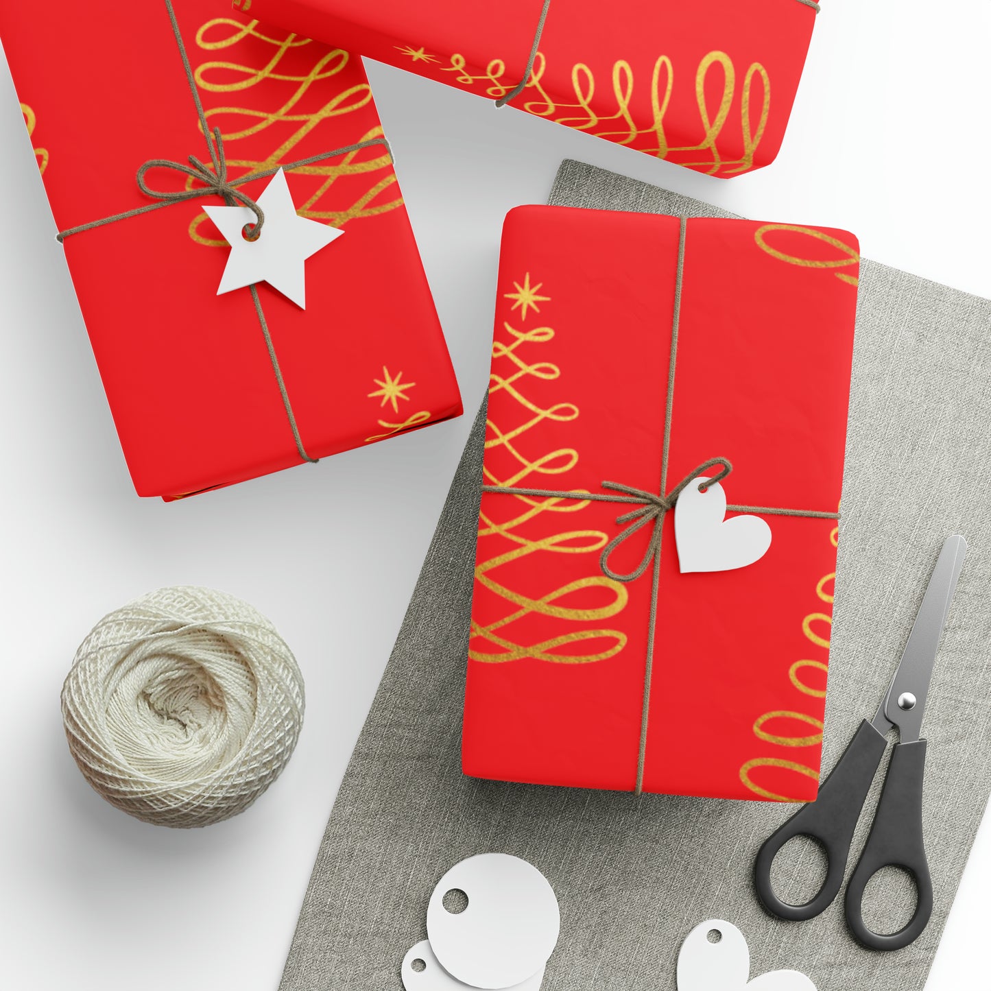 Gold Christmas Swirl Tree Wrapping Paper