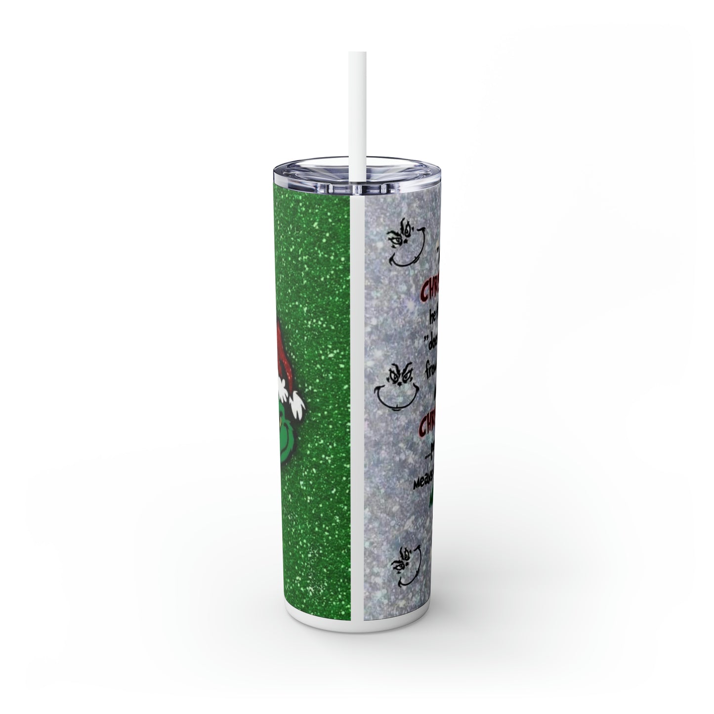 Grinch Skinny Tumbler with Straw, 20oz