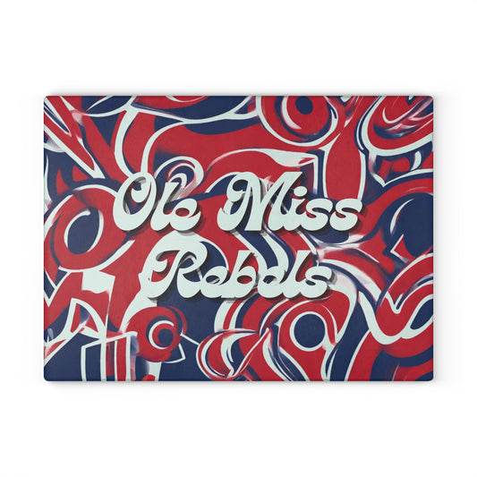 Ole Miss Abstract Glass Cutting Board