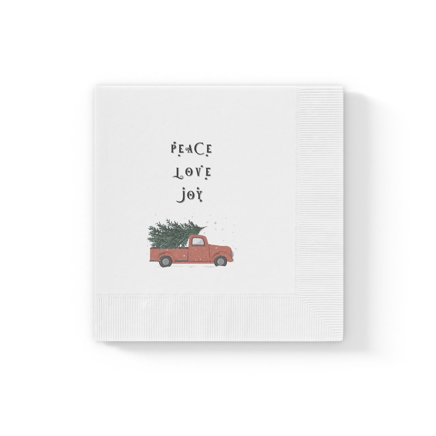 Peace Love Joy White Coined Napkins