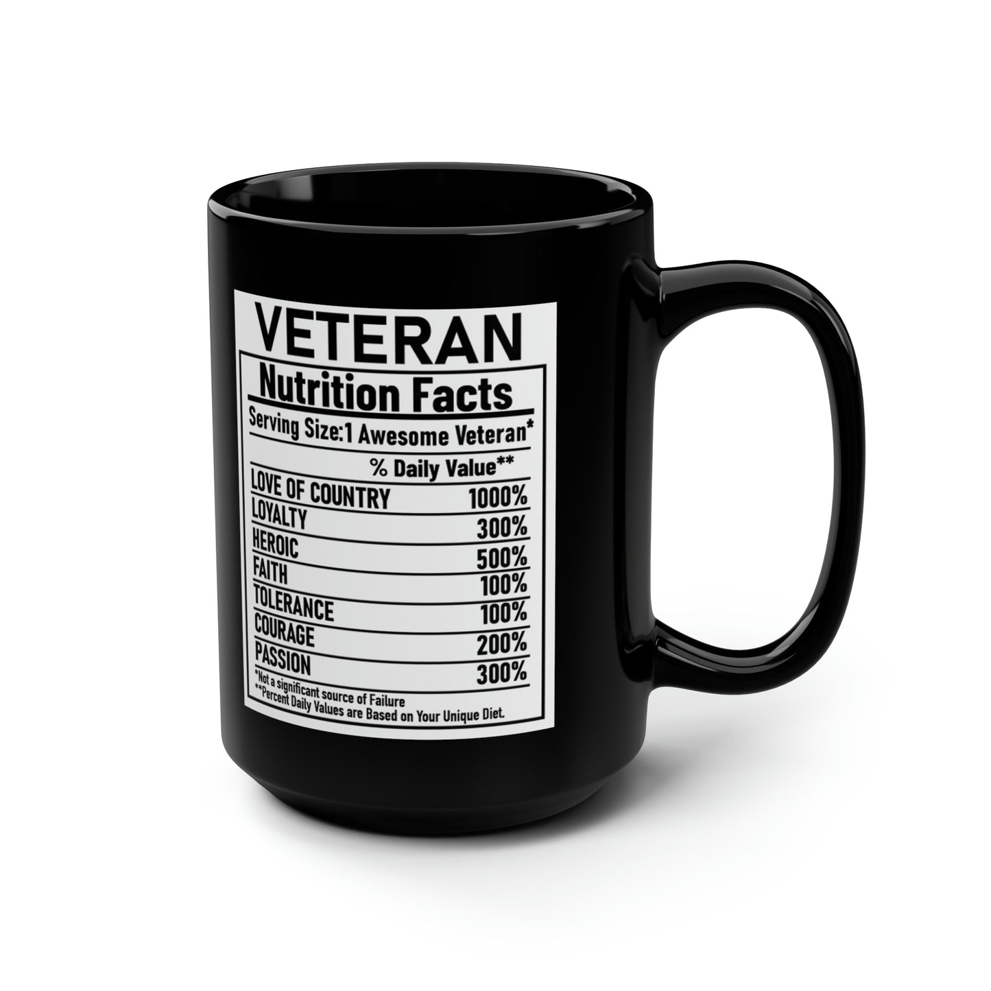 Army Veteran Black Mug, 15oz