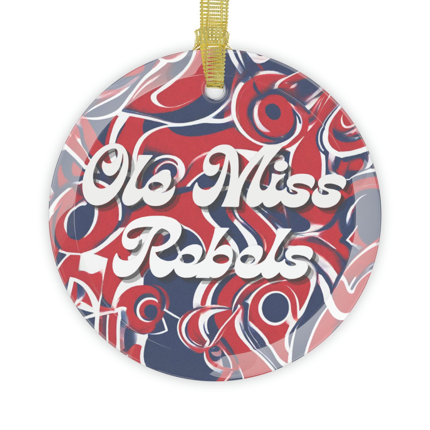 Ole Miss Rebels Glass Ornament (Abstract)