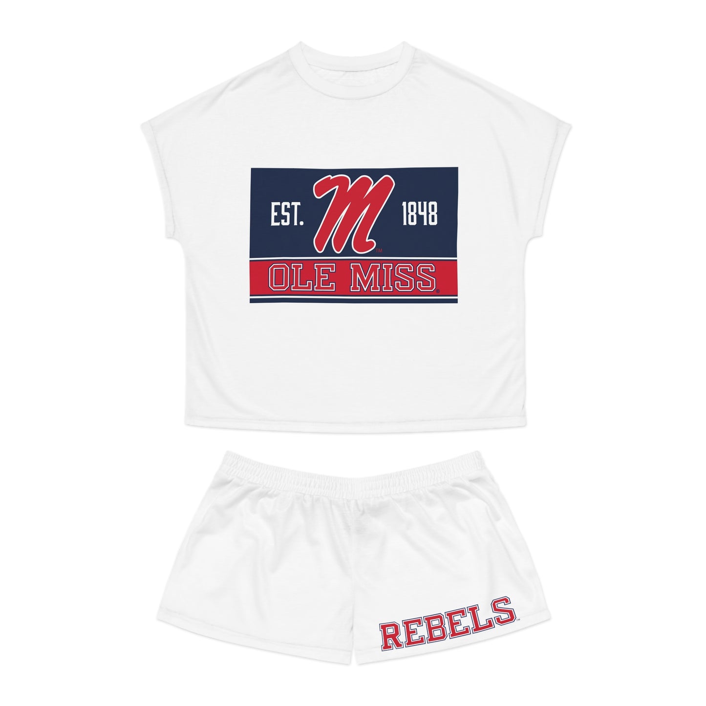Ole Miss Rebels Women's Short Pajama Set (AOP) White