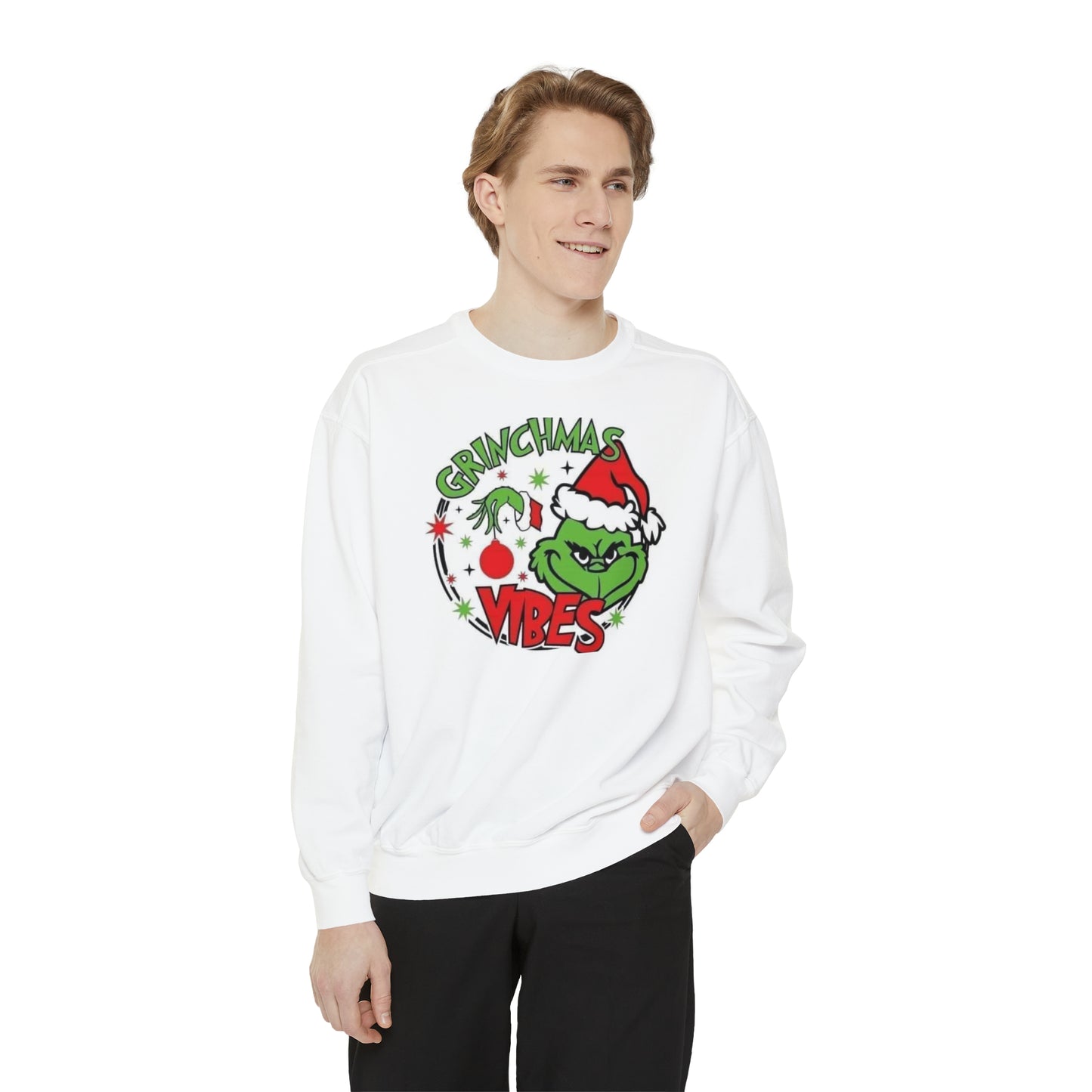 Grinchmas Vibes Unisex Garment-Dyed Sweatshirt