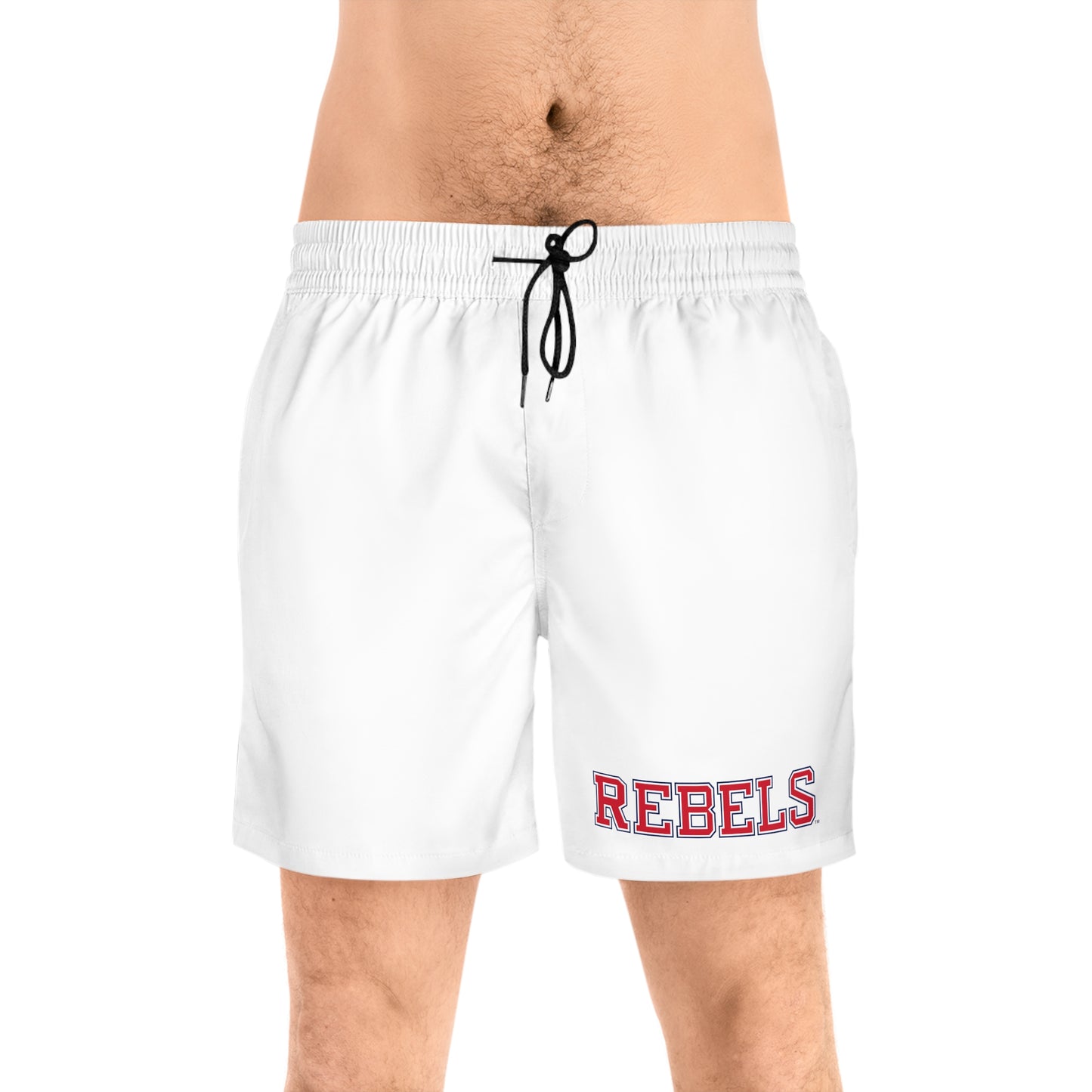 REBELS Men's Mid-Length Swim Shorts (AOP) White