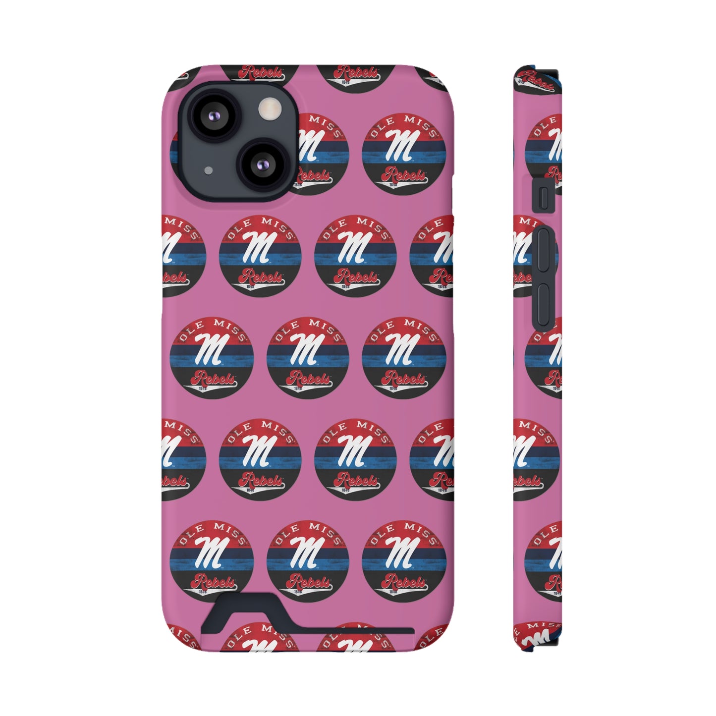 iPhone and Samsung Ole Miss "M" Rebels 1848 (PINK) Phone Case With Card Holder