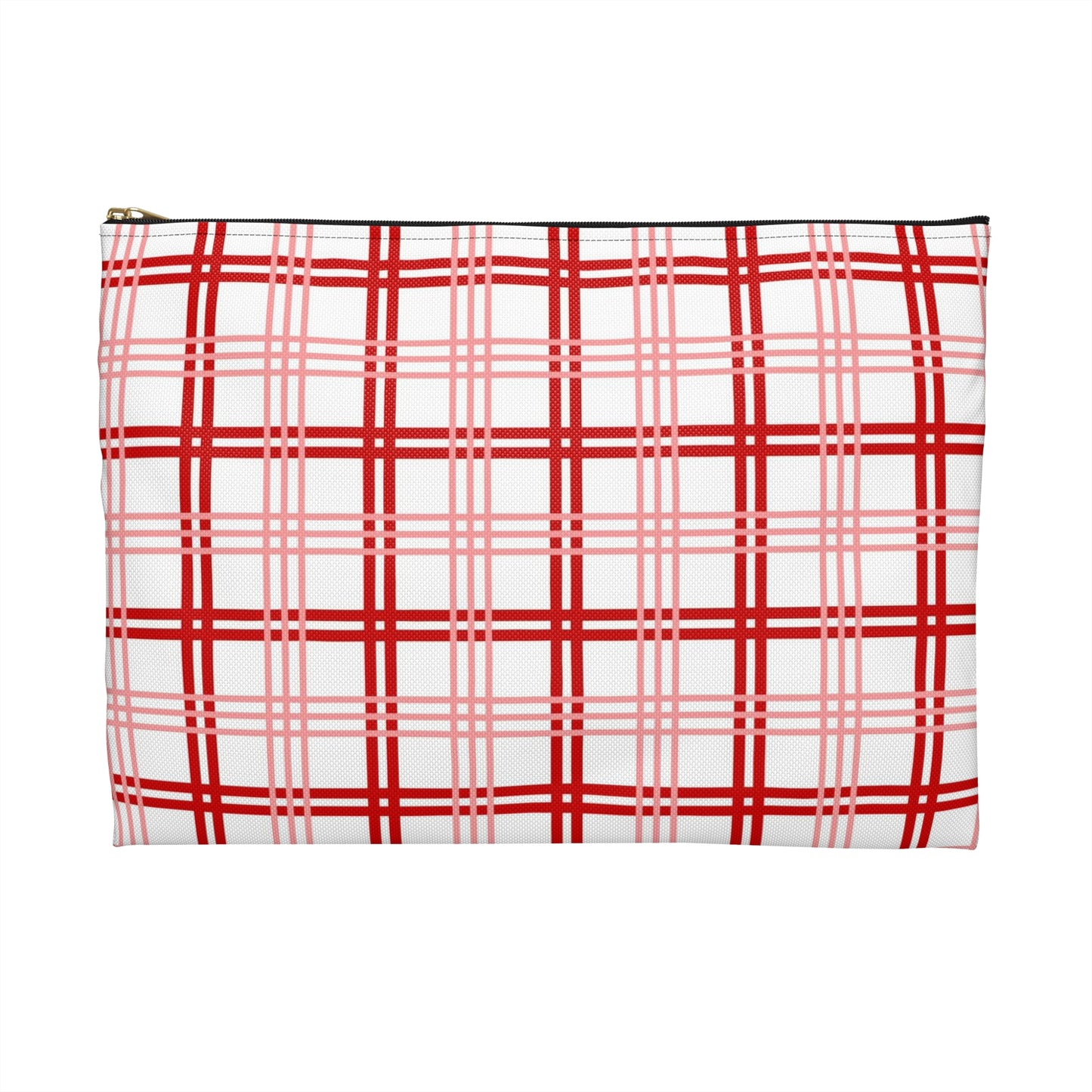Red and Pink Plaid Accessory Pouch