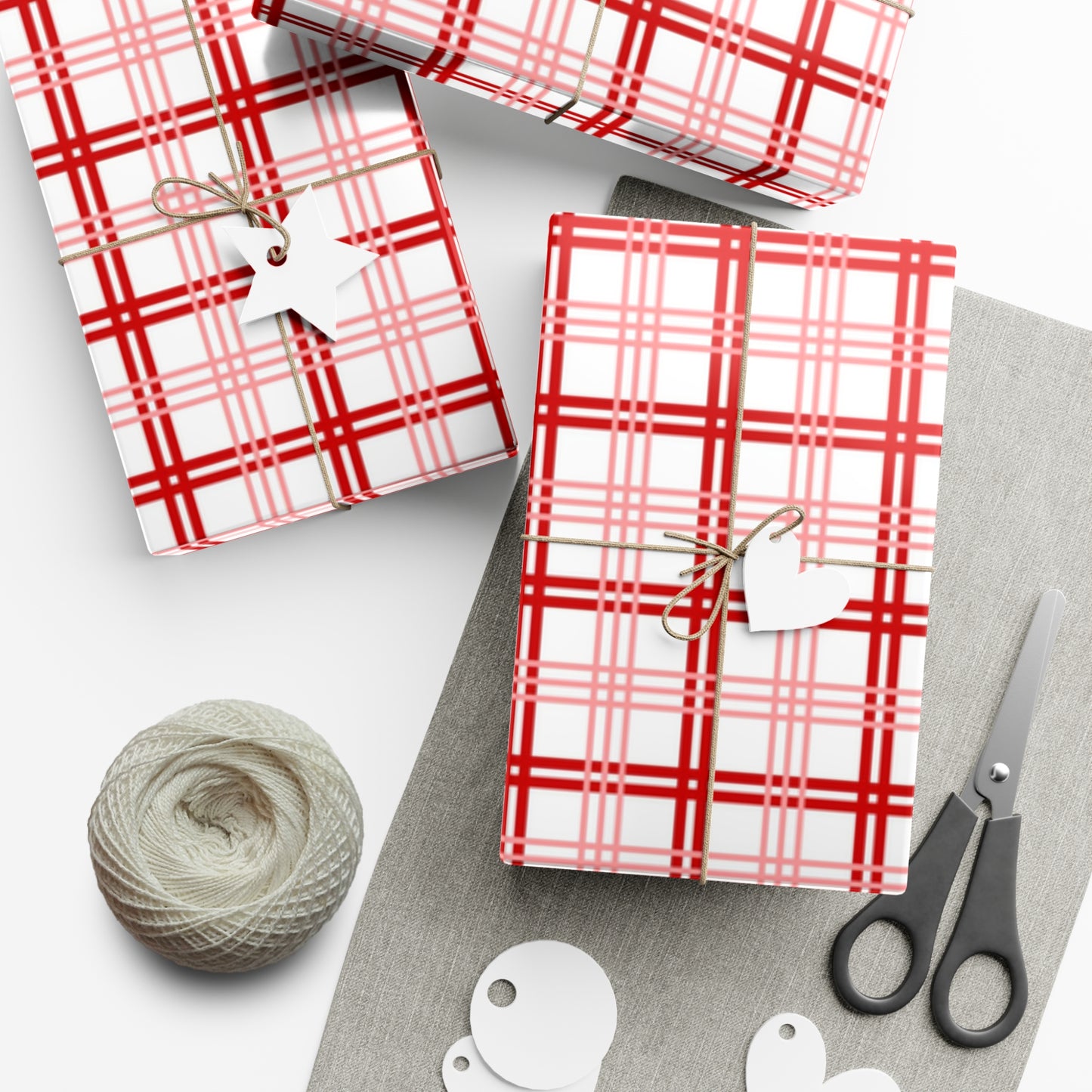 Red Pink Plaid Gift Wrap Papers