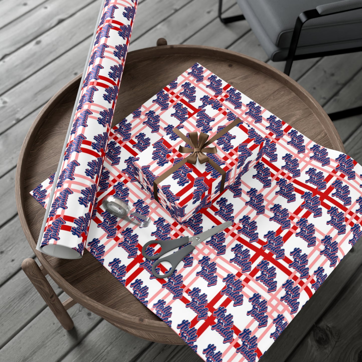 Hotty Toddy Red Pink Plaid Gift Wrap Papers