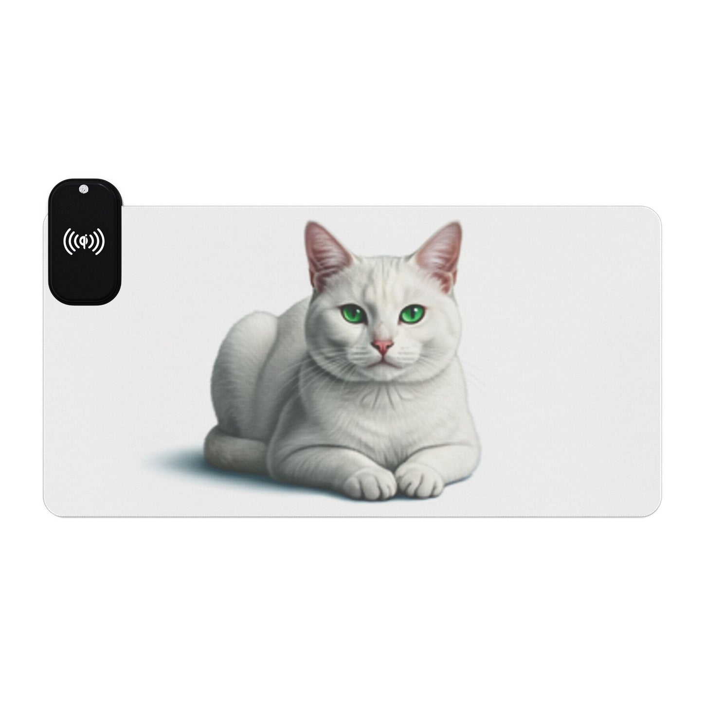 Wireless LED Gaming Mouse Pad — George the Cat Design with Qi Charger