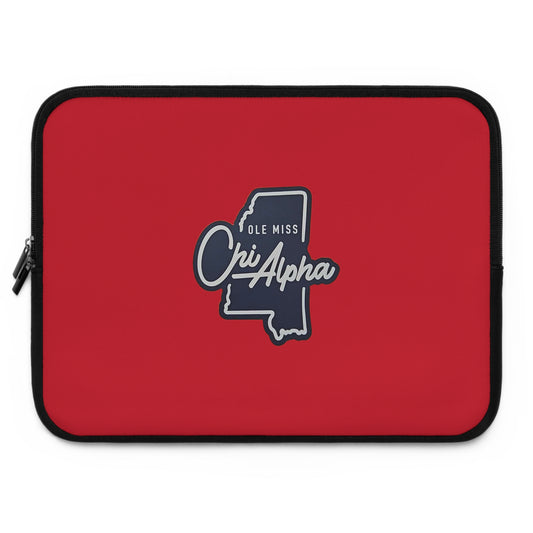 Ole Miss Chi Alpha (State Shape - Red) Laptop Sleeve