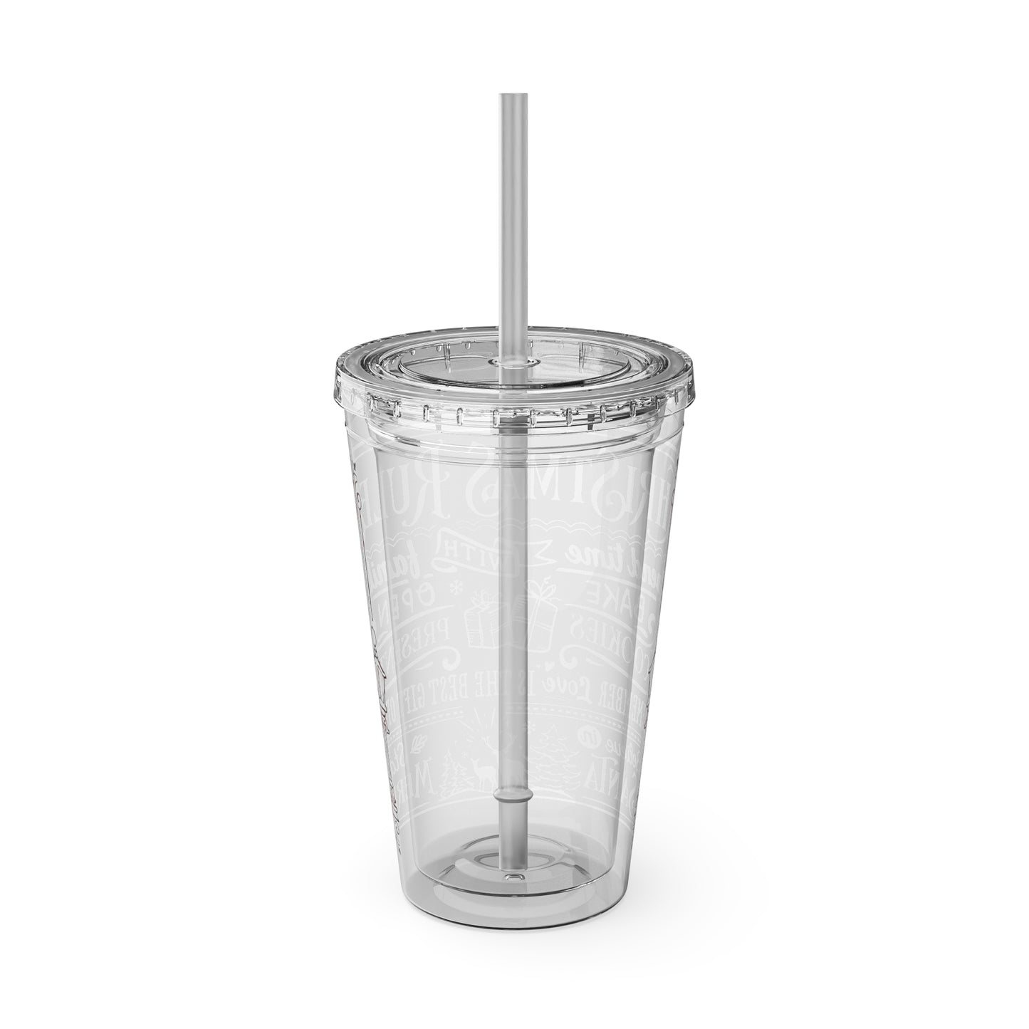 Christmas Rules Sunsplash Tumbler with Straw, 16oz
