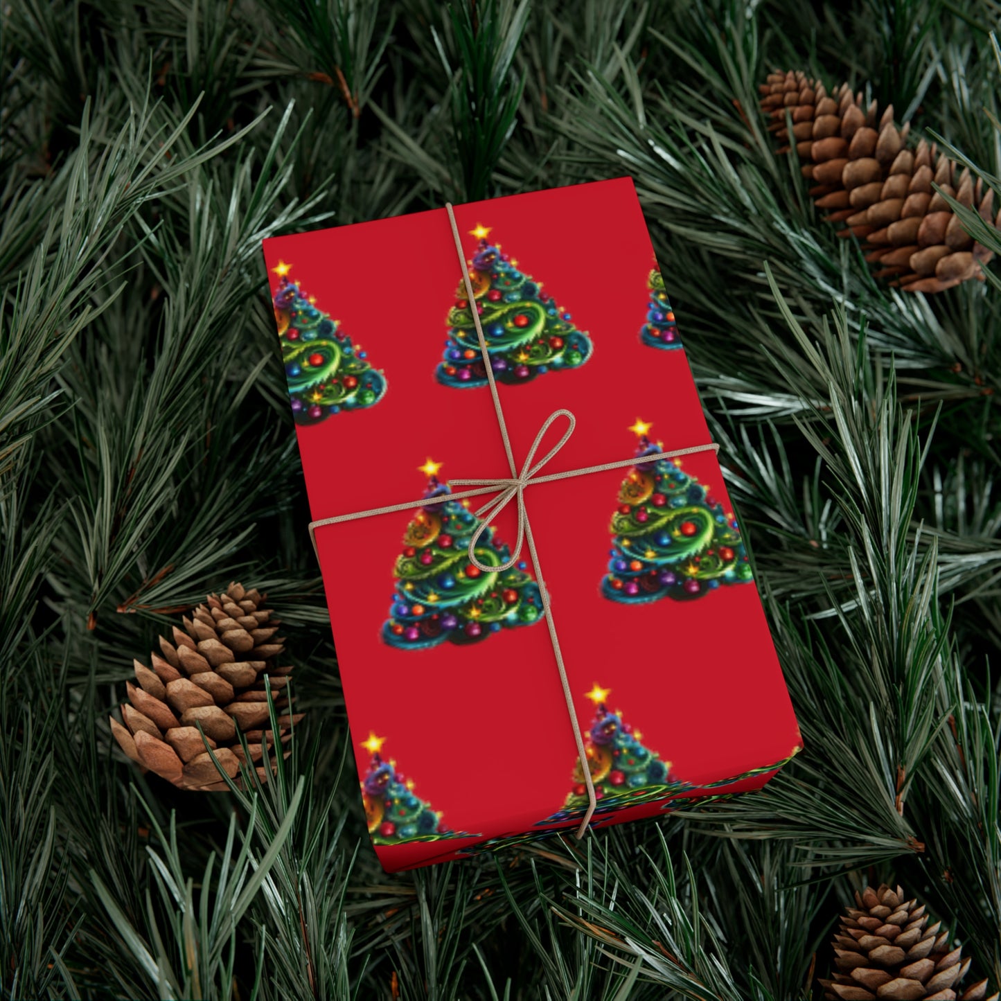 Swirly Christmas Tree Gift Wrap Papers